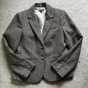 J Crew classic Houndstooth Blazer with Gold Buttons Fully Lined 10